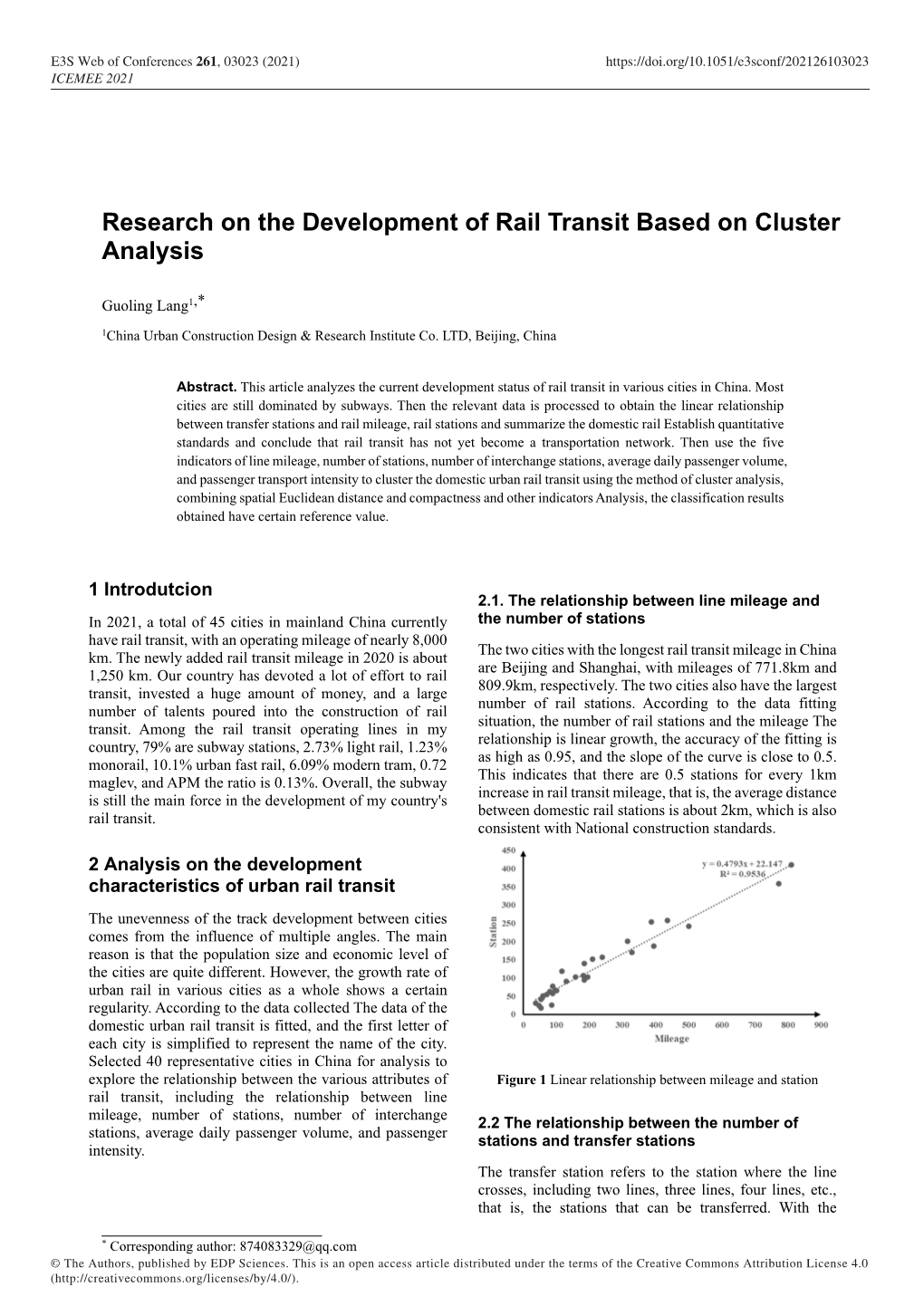 Research on the Development of Rail Transit Based on Cluster Analysis