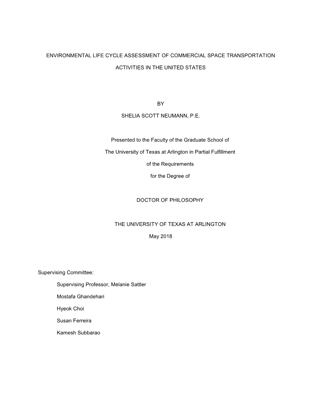 Environmental Life Cycle Assessment of Commercial Space Transportation