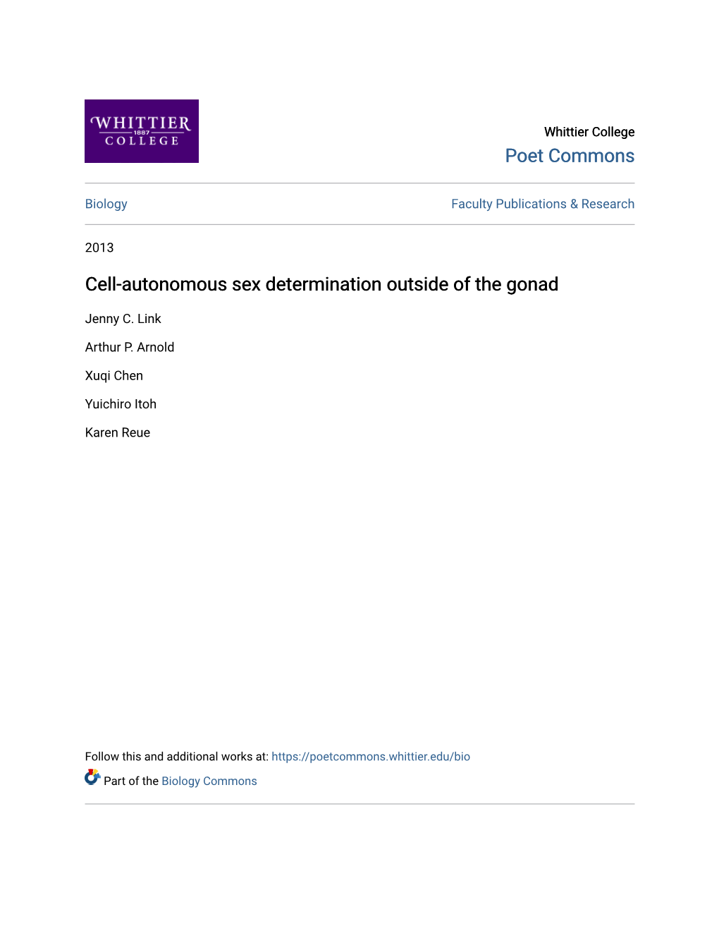 Cell-Autonomous Sex Determination Outside of the Gonad