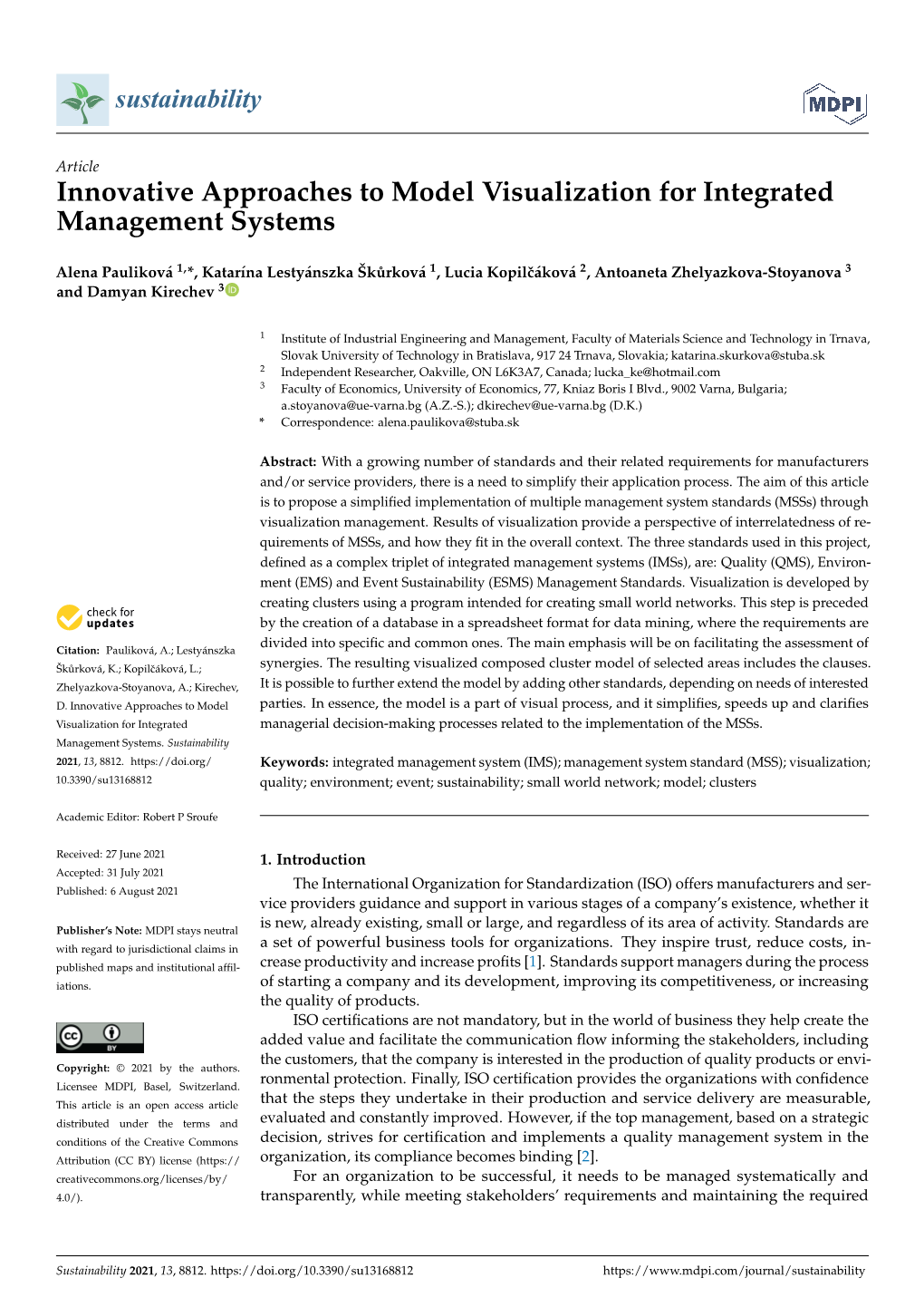 Innovative Approaches to Model Visualization for Integrated Management Systems