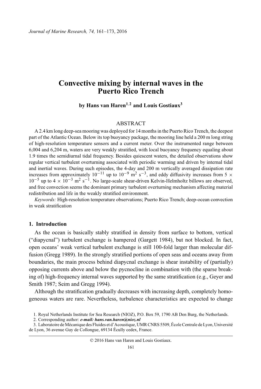 Convective Mixing by Internal Waves in the Puerto Rico Trench