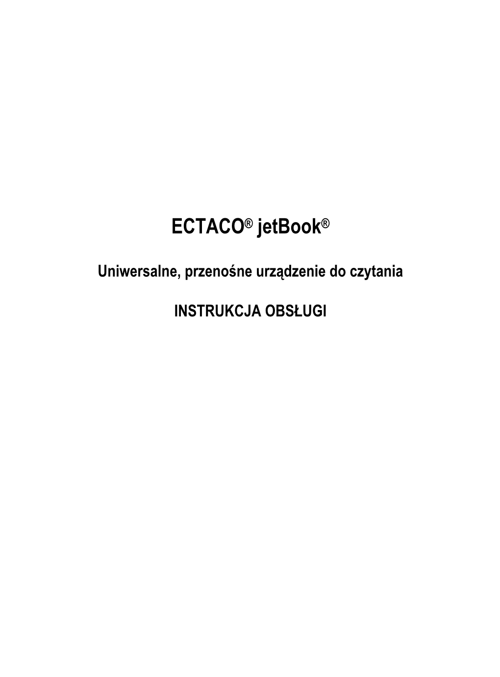 ECTACO® Jetbook® – Instrukcja Obsługi