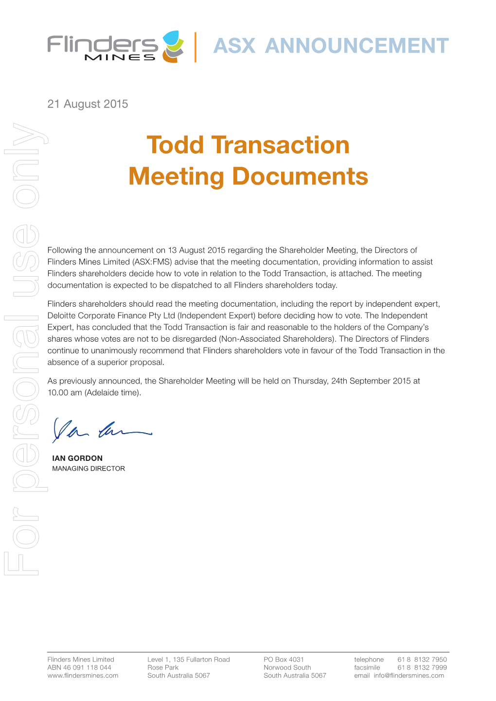 Todd Transaction Meeting Documents ASX