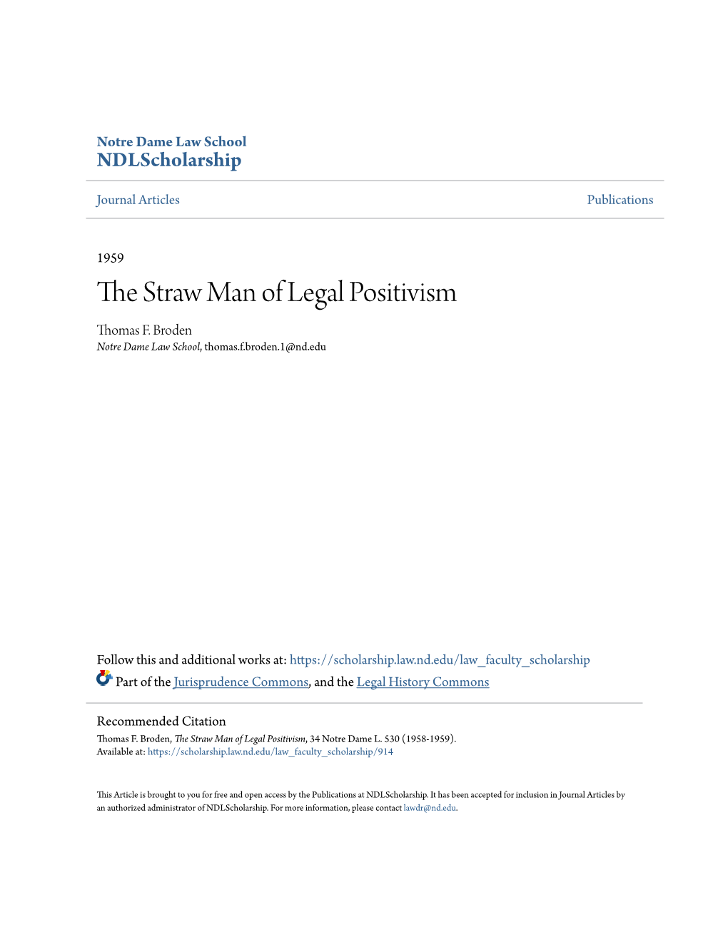 The Straw Man of Legal Positivism, 34 Notre Dame L