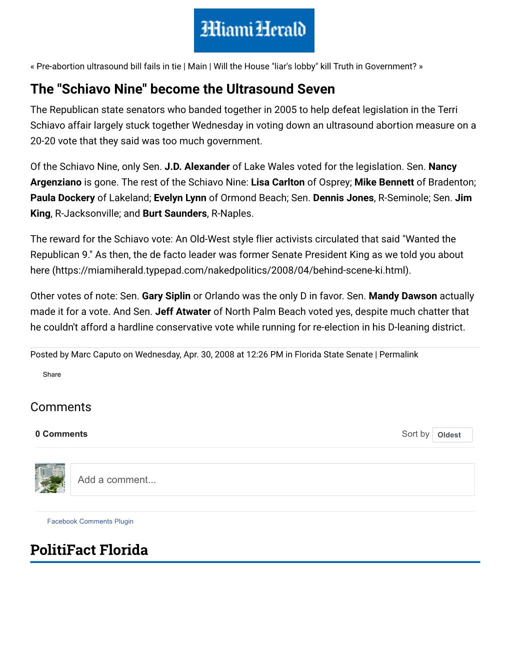 Politifact Florida Politifact Florida Is a Partnership of the Tampa Bay Times and the Miami Herald to Help You ﬁnd the Truth in Politics