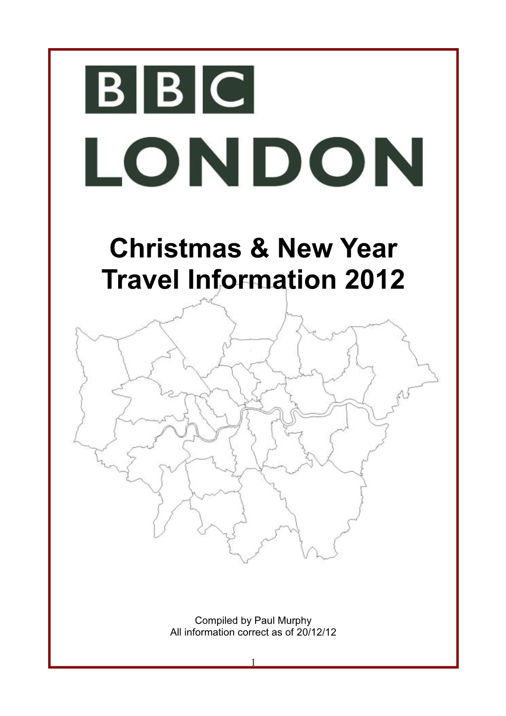 Christmas & New Year Travel Information 2012