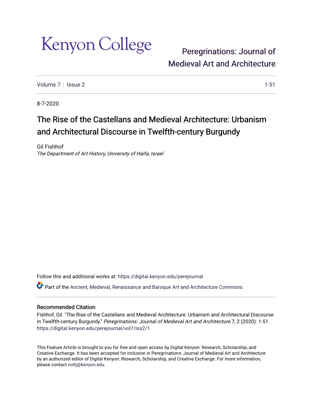 The Rise of the Castellans and Medieval Architecture: Urbanism and Architectural Discourse in Twelfth-Century Burgundy