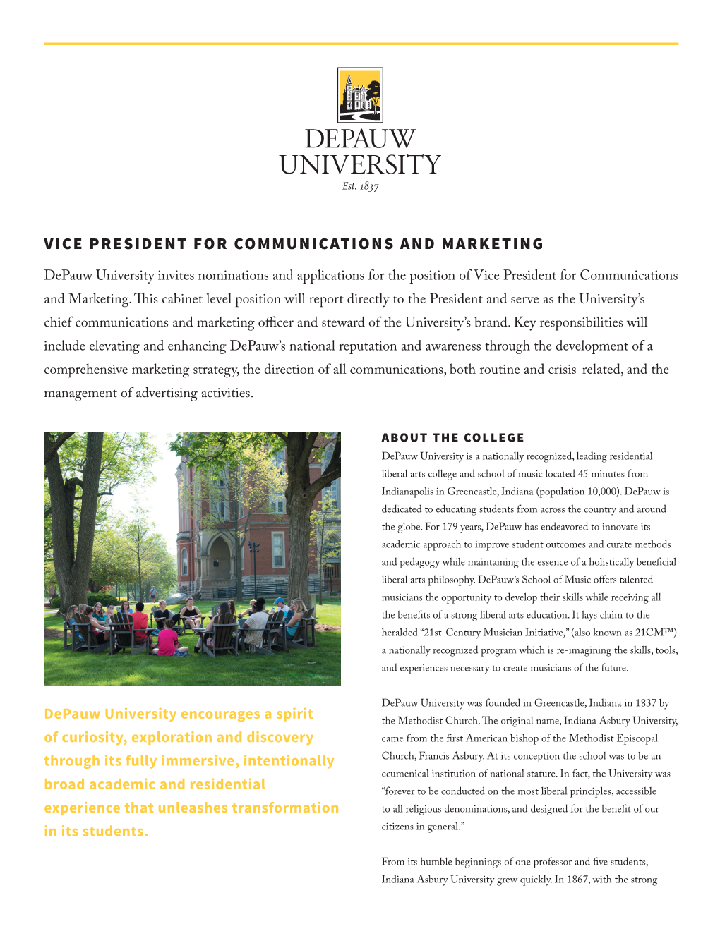 Vice President for Communications and Marketing
