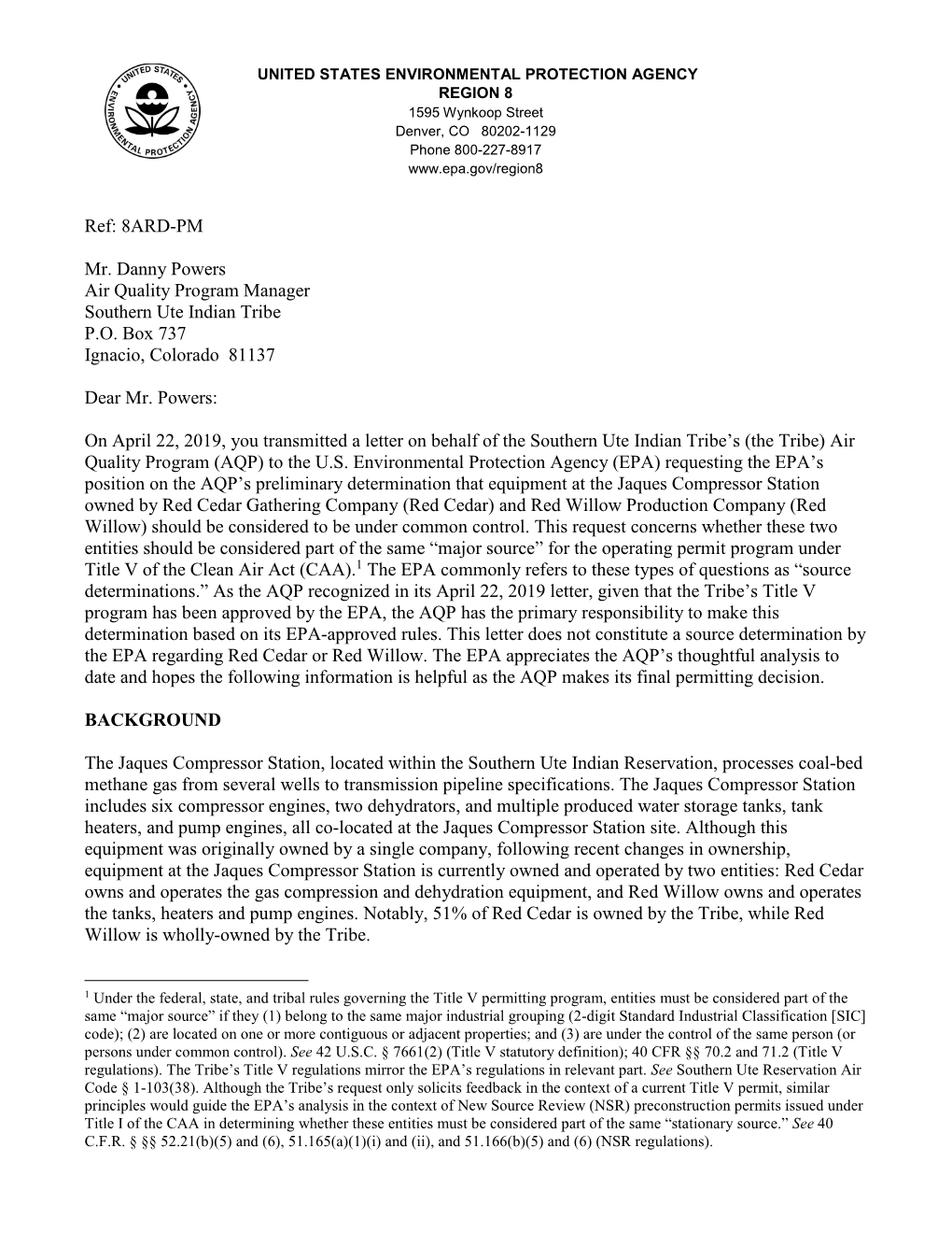 2019 Jaques Compressor Station Common Source Determination