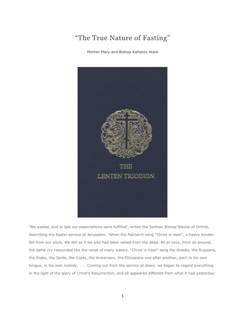 “The True Nature of Fasting”