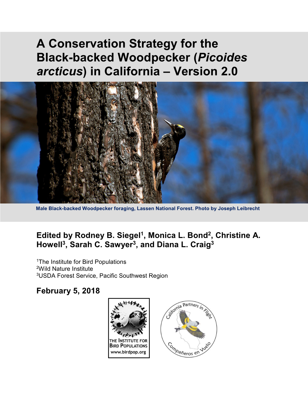 A Conservation Strategy for the Black-Backed Woodpecker (Picoides Arcticus) in California – Version 2.0