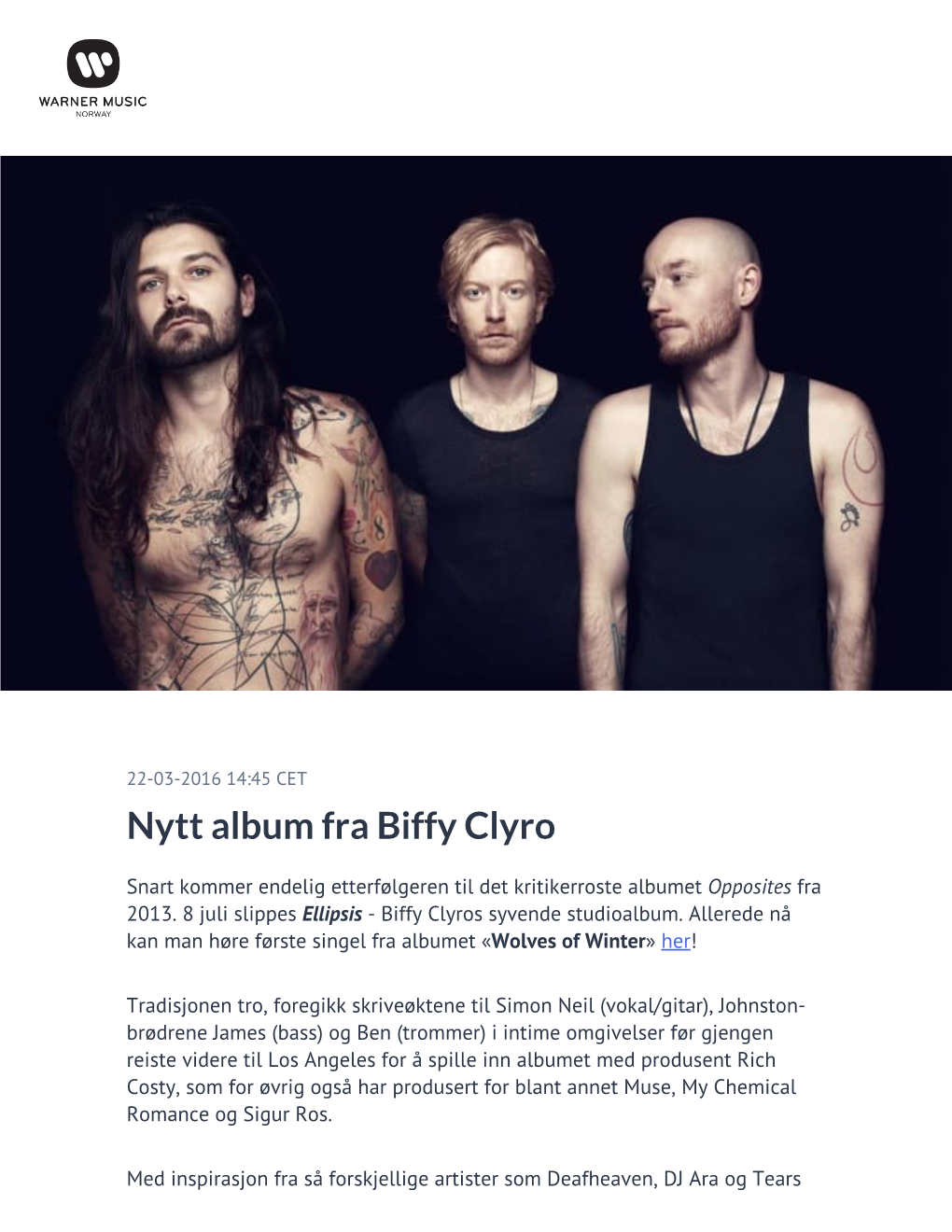 Nytt Album Fra Biffy Clyro