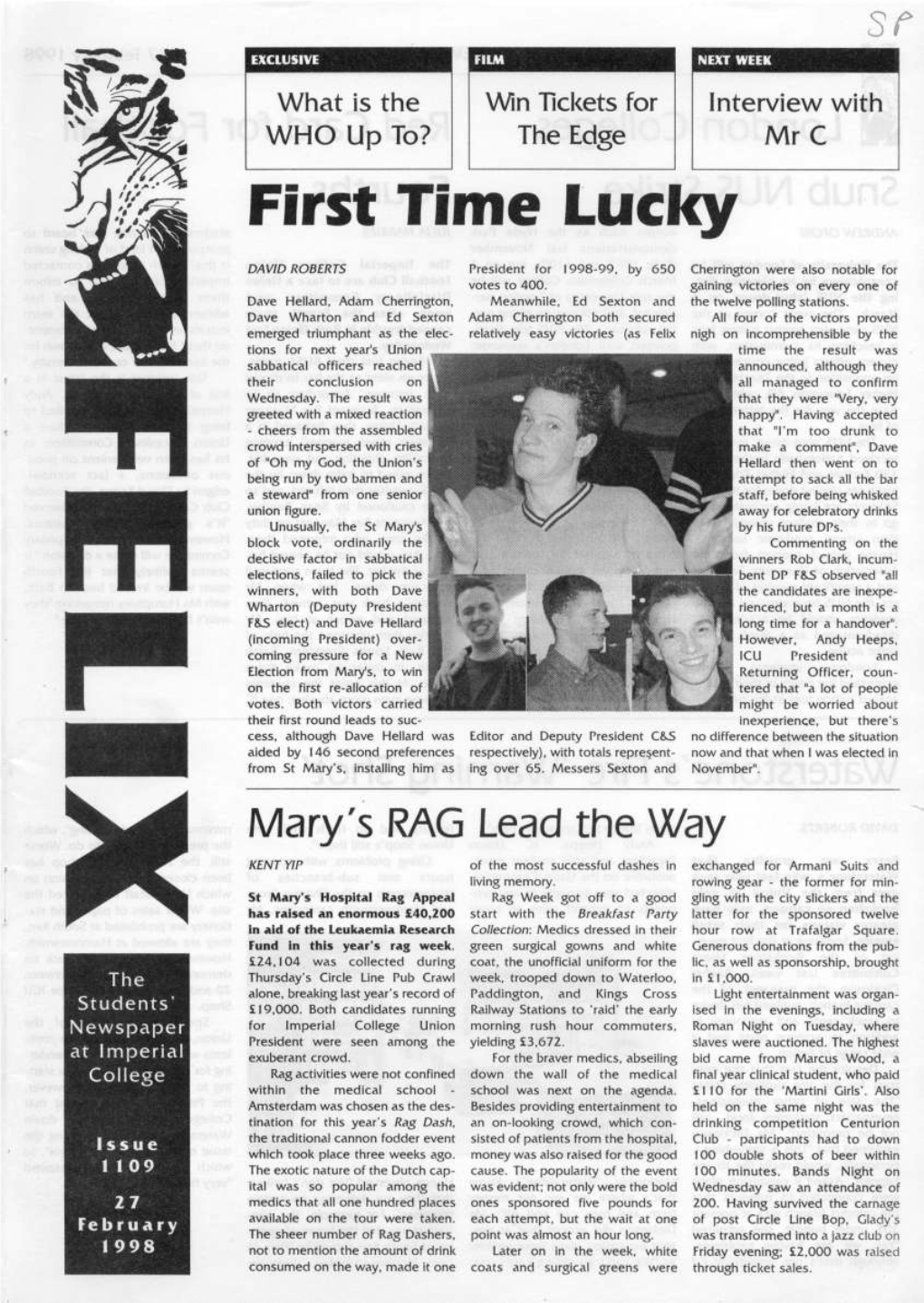 Felix Issue 1103, 1998