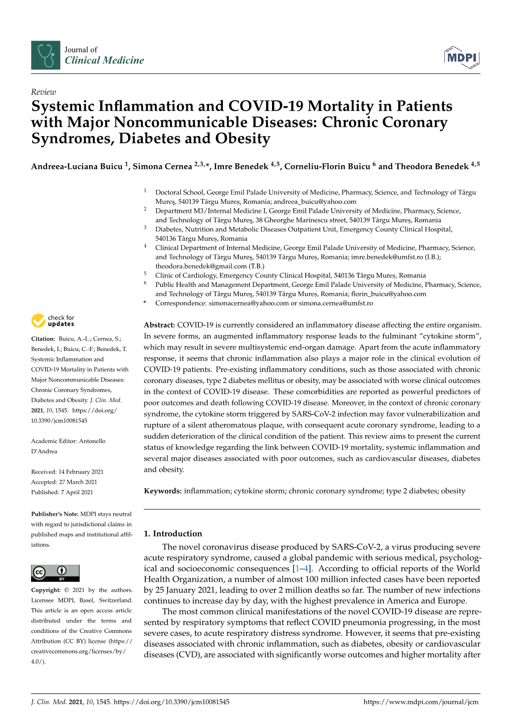 Systemic Inflammation and COVID-19 Mortality in Patients With