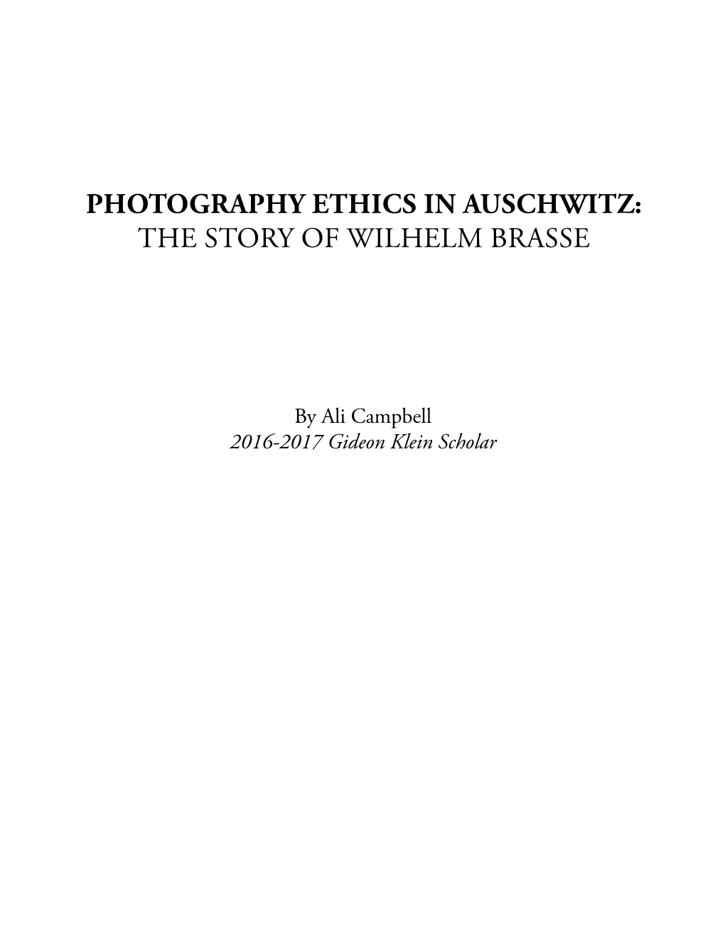 The Story of Wilhelm Brasse