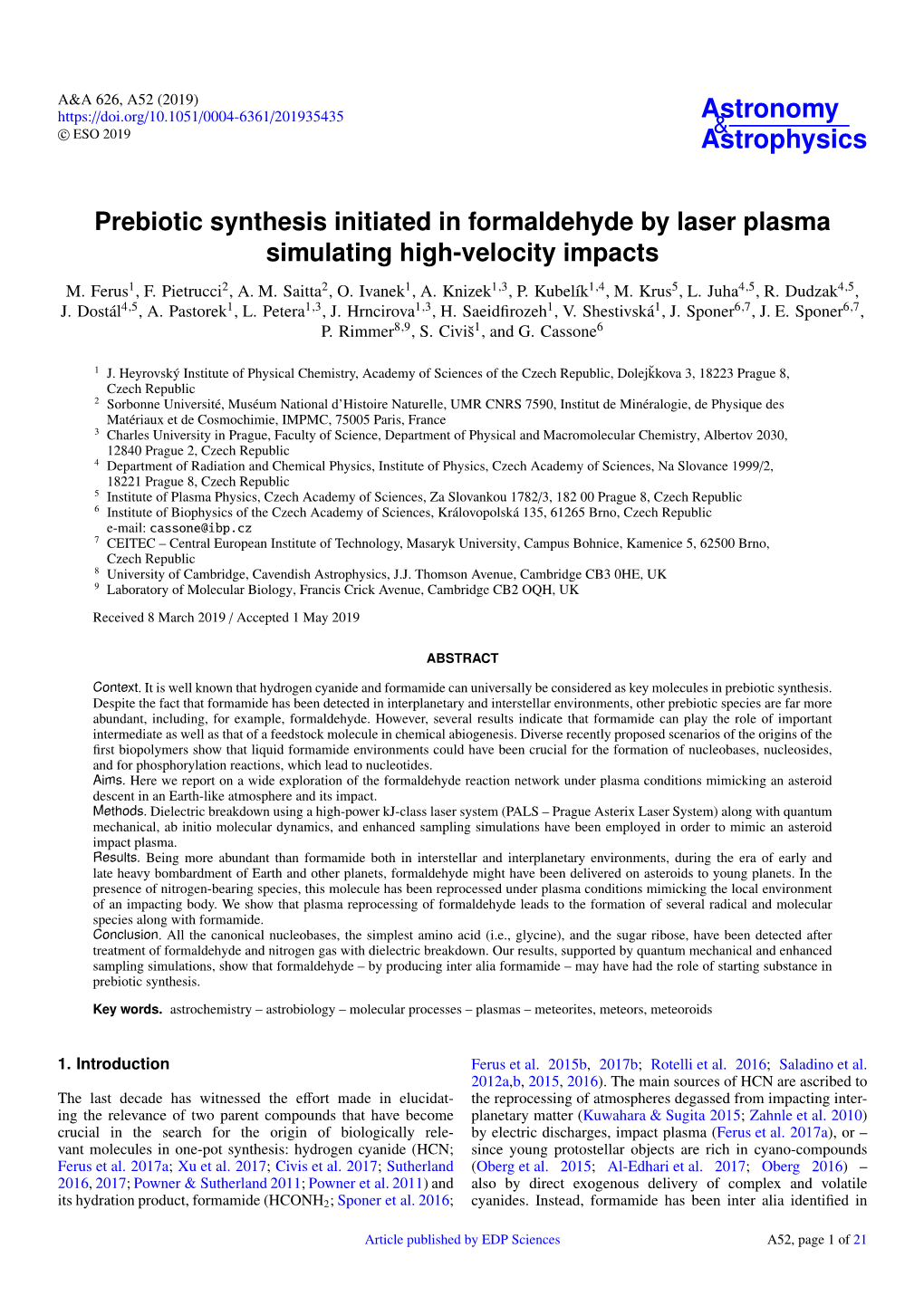 Prebiotic Synthesis Initiated in Formaldehyde by Laser Plasma Simulating High-Velocity Impacts M