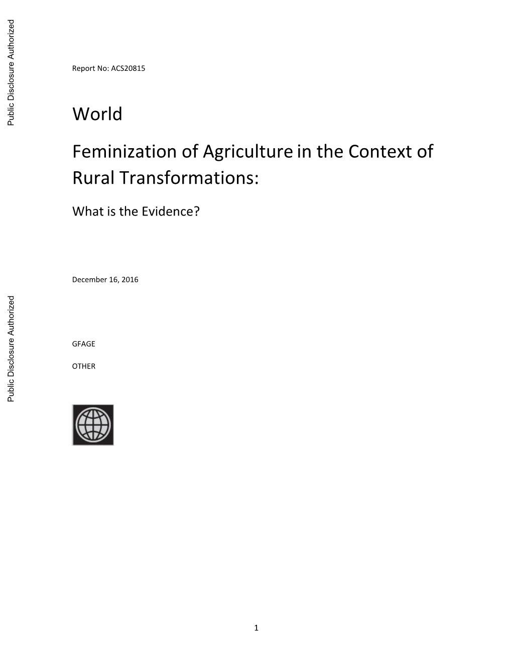Feminization of Agriculture in the Context