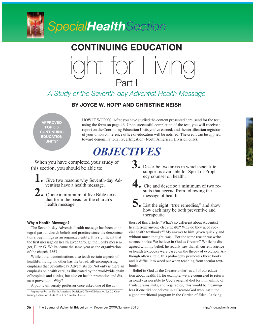 Light for Living Part I a Study of the Seventh-Day Adventist Health Message