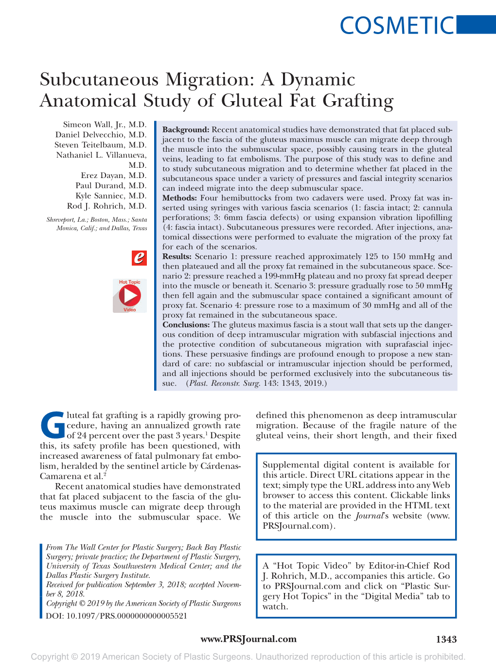 A Dynamic Anatomical Study of Gluteal Fat Grafting