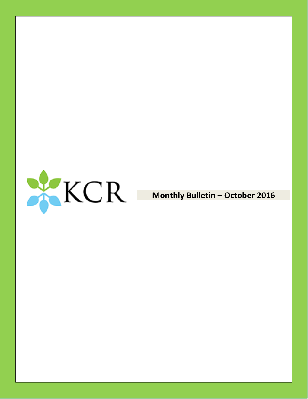 Monthly Bulletin – October 2016