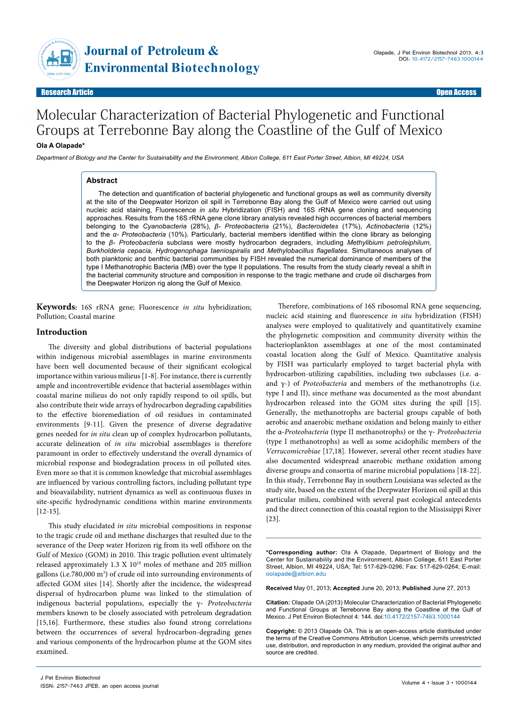 Molecular Characterization of Bacterial Phylogenetic And