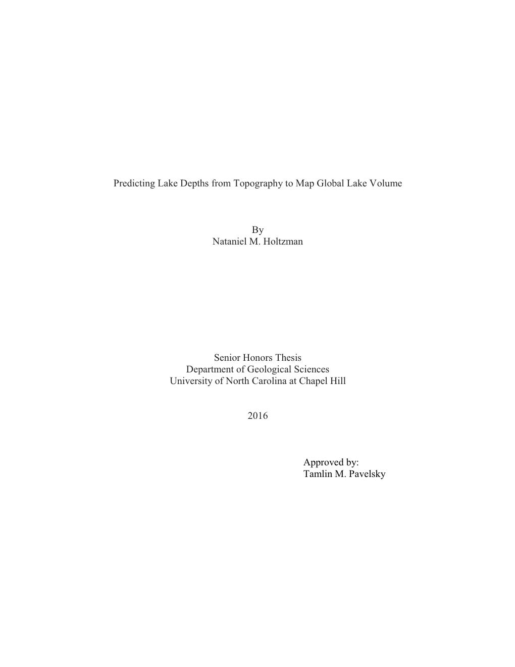 Predicting Lake Depths from Topography to Map Global Lake Volume