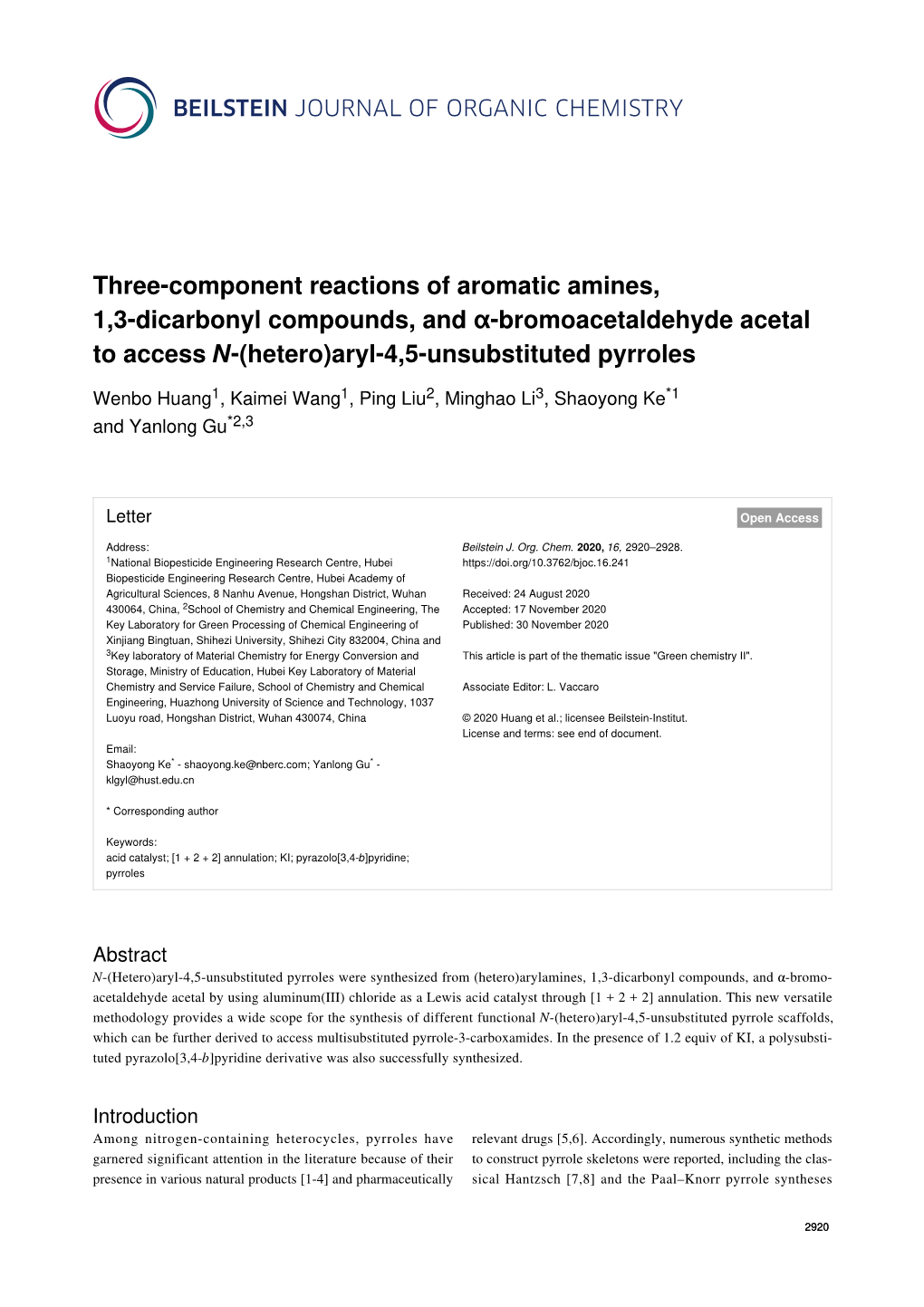 Three-Component Reactions of Aromatic Amines, 1,3-Dicarbonyl Compounds, and Α-Bromoacetaldehyde Acetal to Access N-(Hetero)Aryl-4,5-Unsubstituted Pyrroles