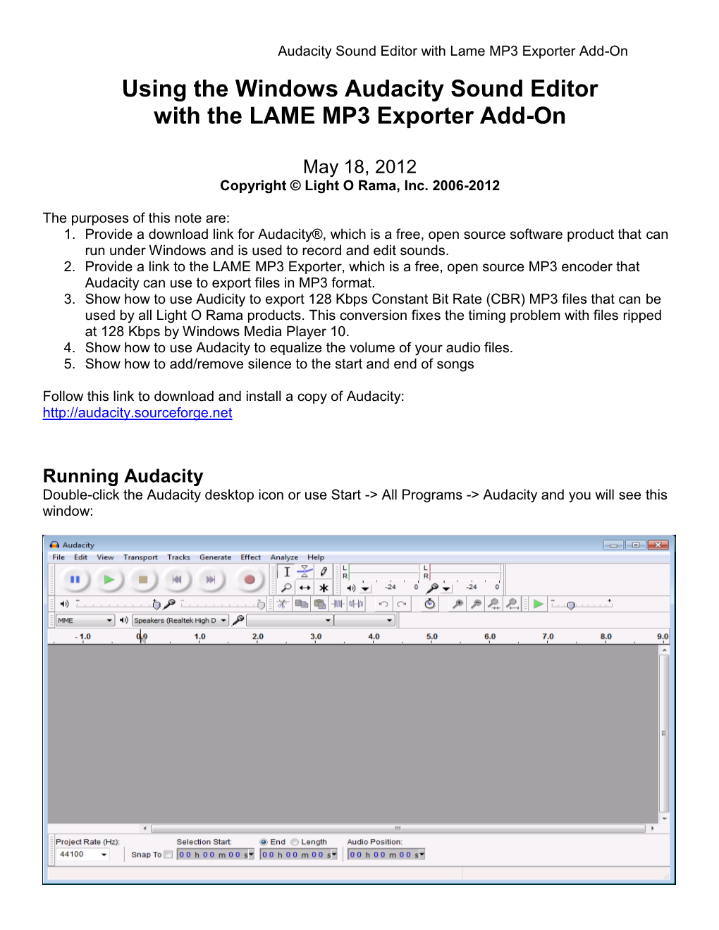 Using the Windows Audacity Sound Editor with the LAME MP3 Exporter Add-On