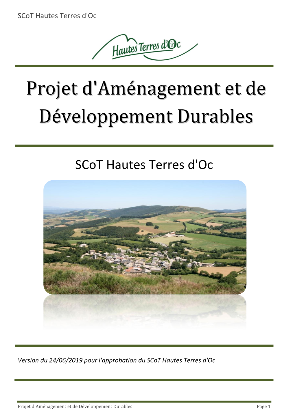 Projet D'aménagement Et De Développement Durables Page 1