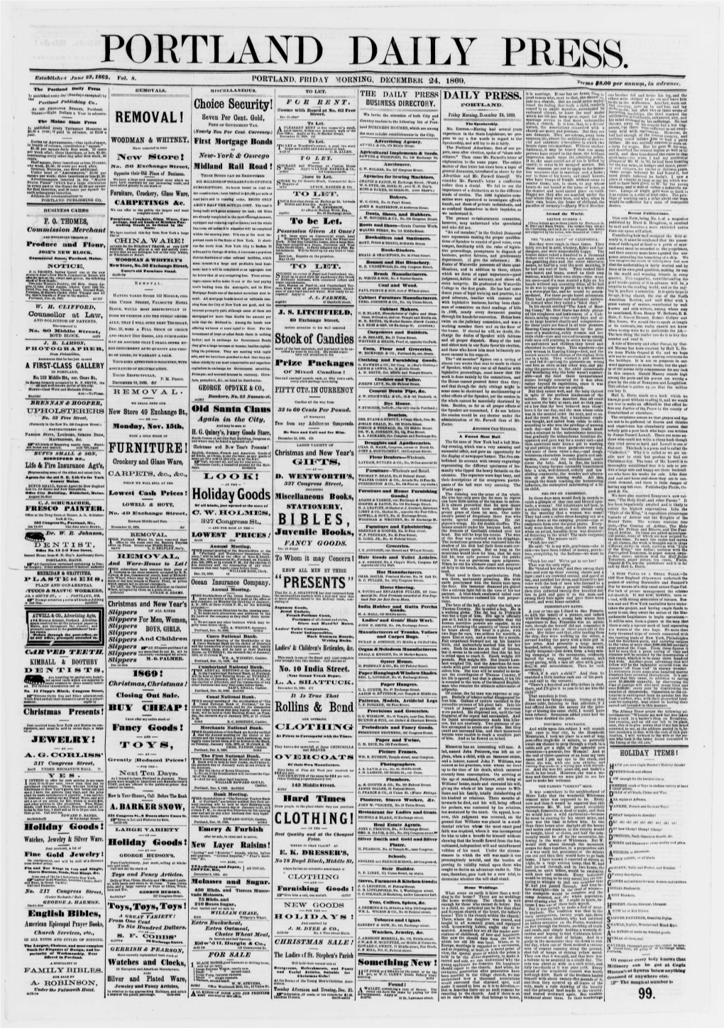 Portland Daily Press: December 24,1869