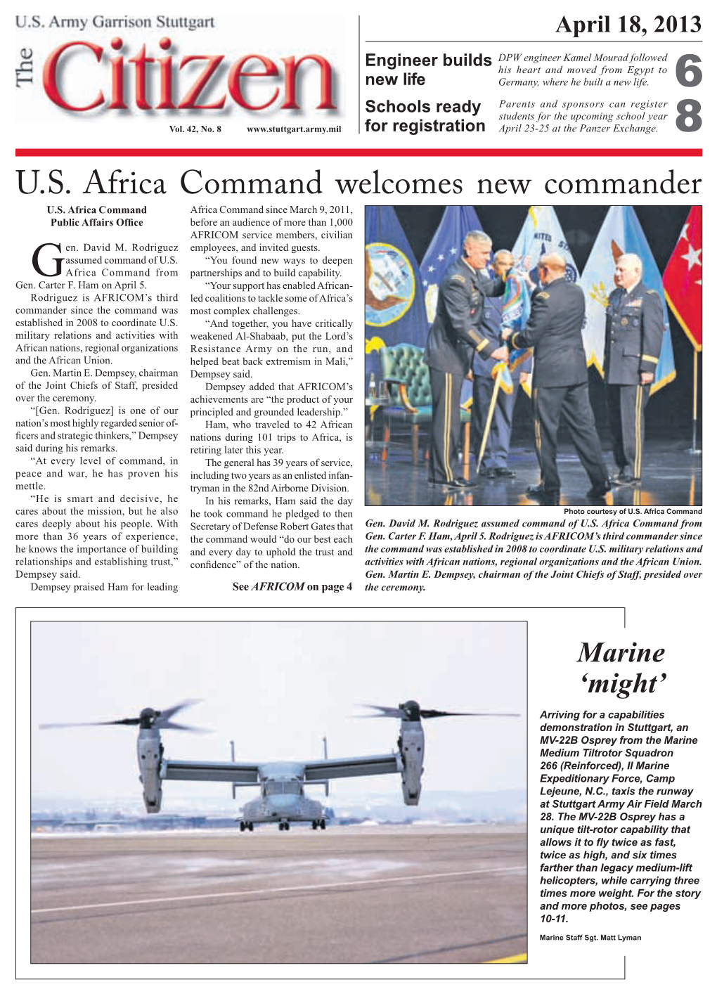 U.S. Africa Command Welcomes New Commander