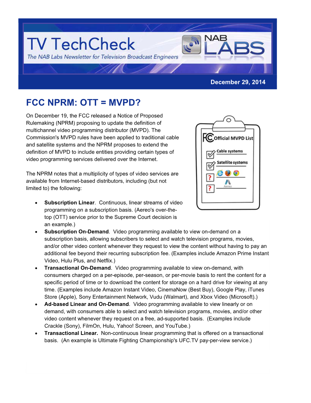 Fcc Nprm: Ott = Mvpd?