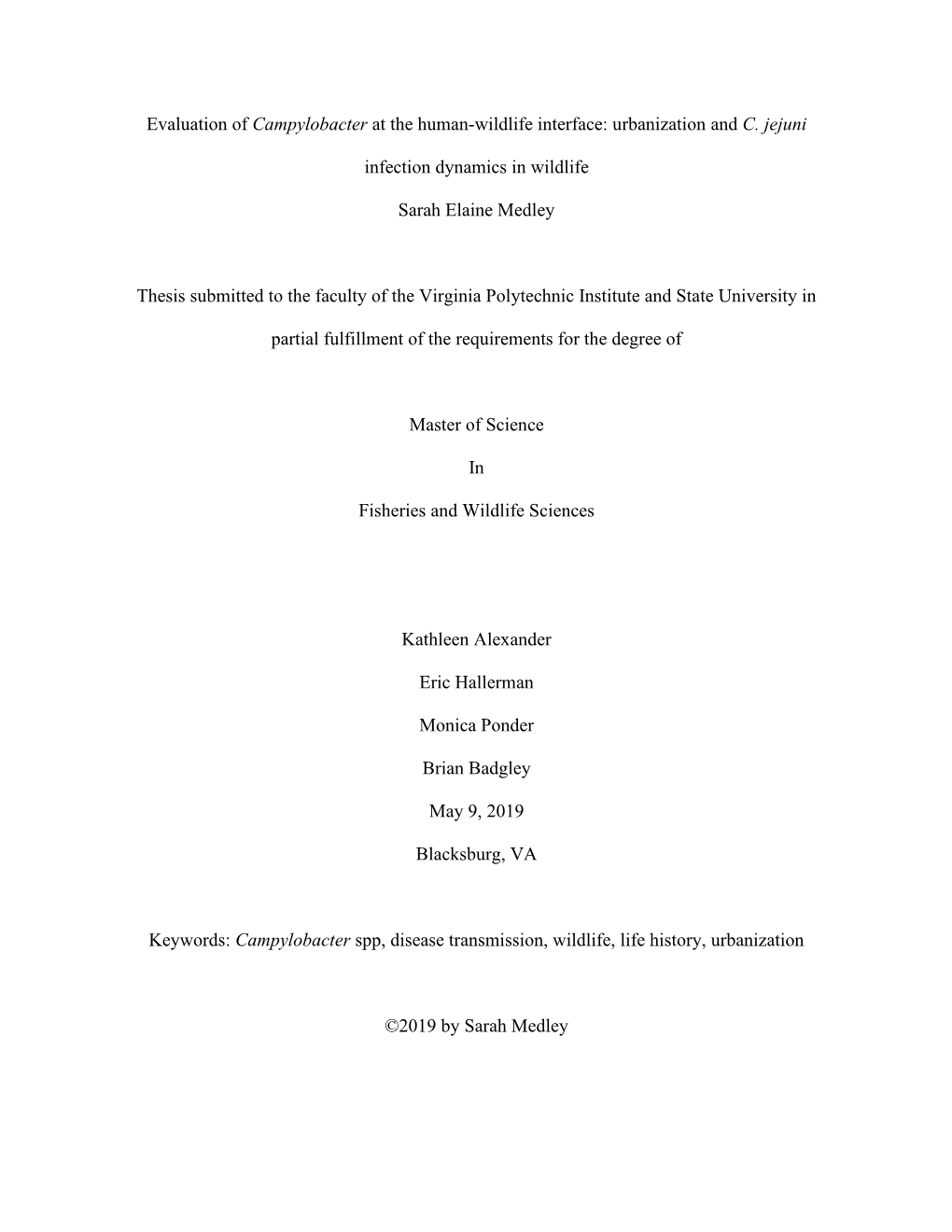 Urbanization and C. Jejuni Infection Dynamics in Wildlife Sarah El