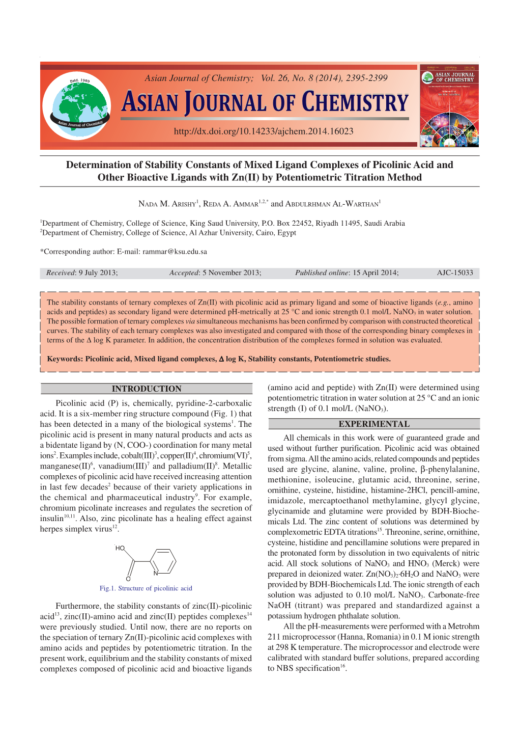 Asian Journal of Chemistry Asian Journal of Chemistry