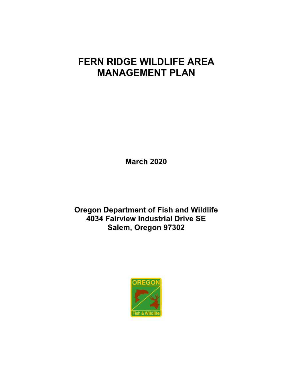 Fern Ridge Wildlife Area Management Plan