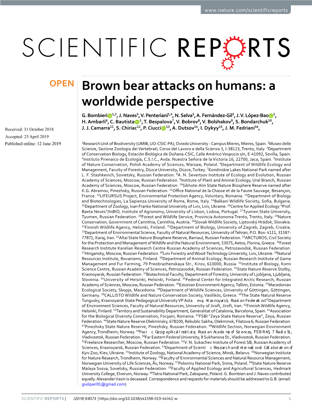 Brown Bear Attacks on Humans: a Worldwide Perspective