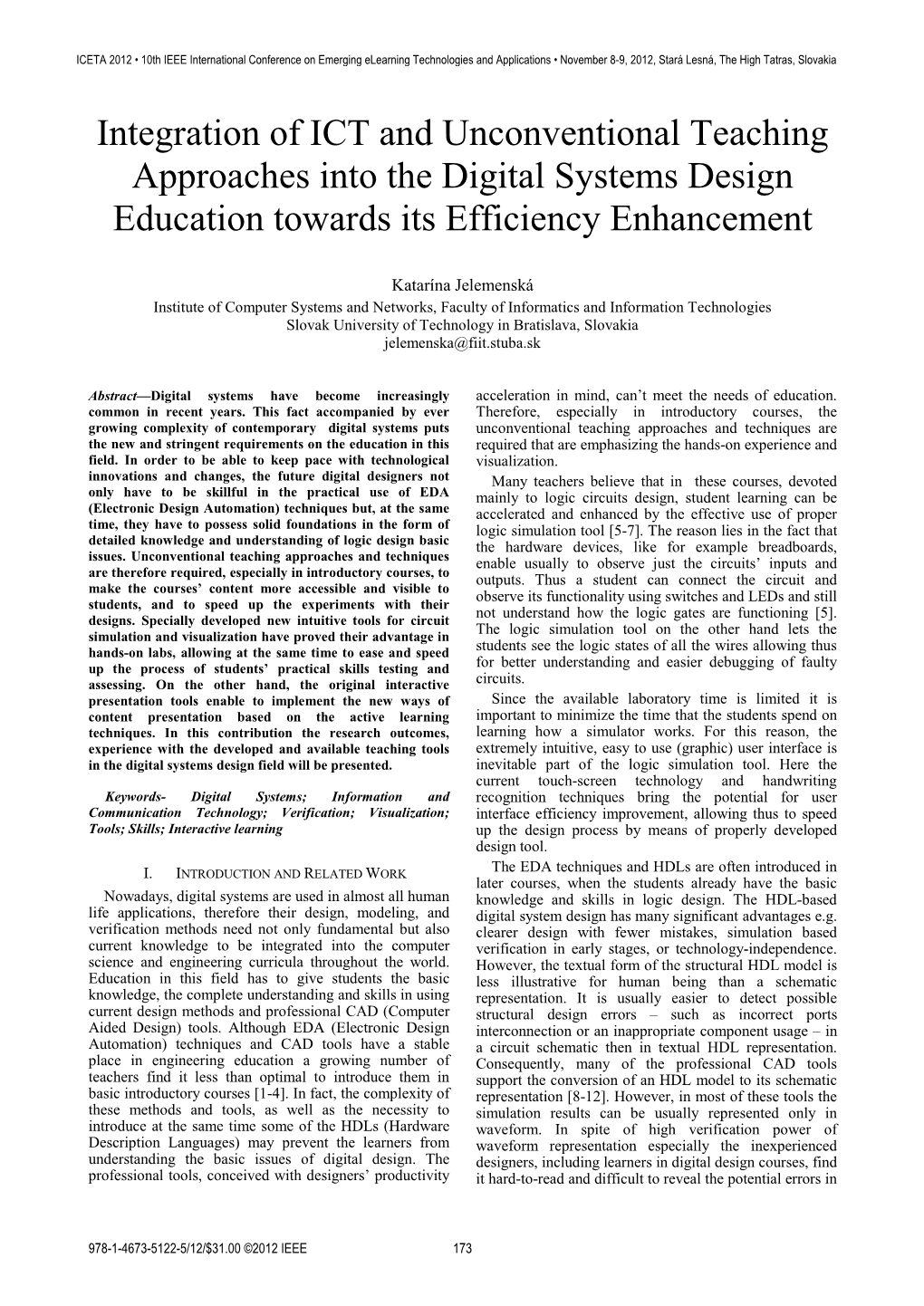 Integration of ICT and Unconventional Teaching Approaches Into the Digital Systems Design Education Towards Its Efficiency Enhancement