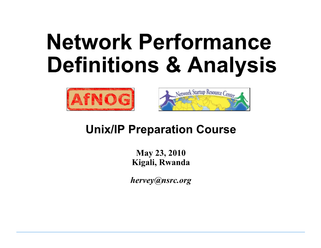 Network Performance Definitions & Analysis