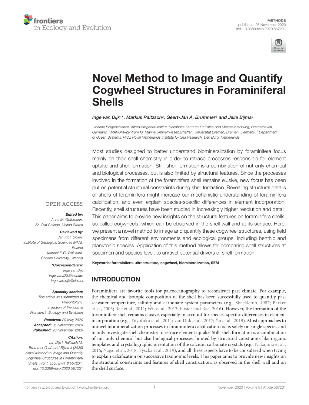 Novel Method to Image and Quantify Cogwheel Structures in Foraminiferal Shells