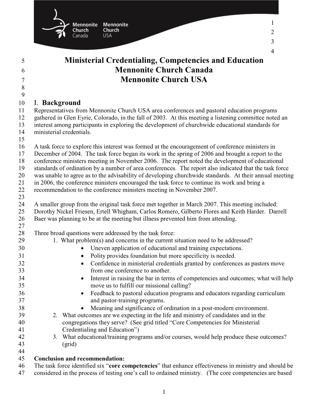 Core Competencies for Ministerial 41 Credentialing and Education”) 42 3