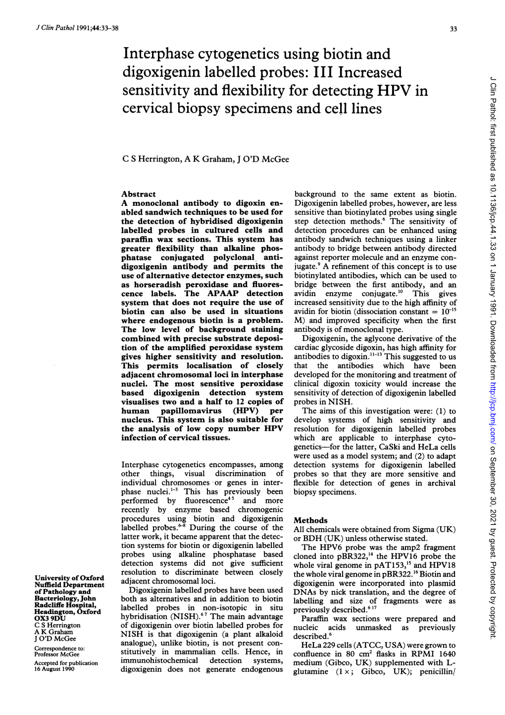 Sensitivity and Flexibility for Detecting HPV in Cervical Biopsy Specimens and Cell Lines