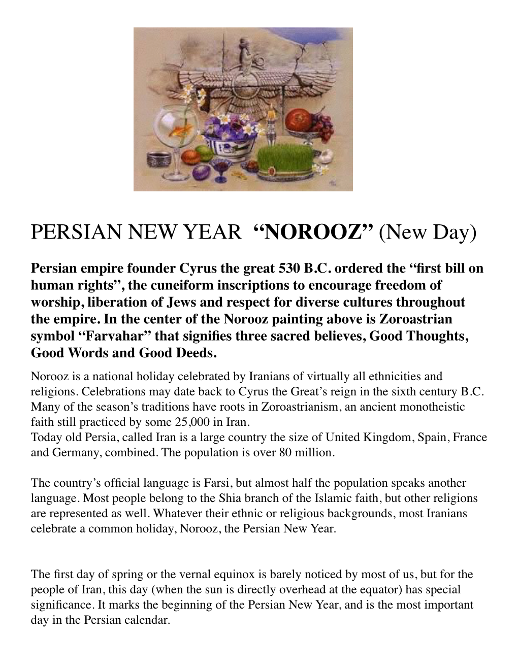 PERSIAN NEW YEAR “NOROOZ” (New Day)