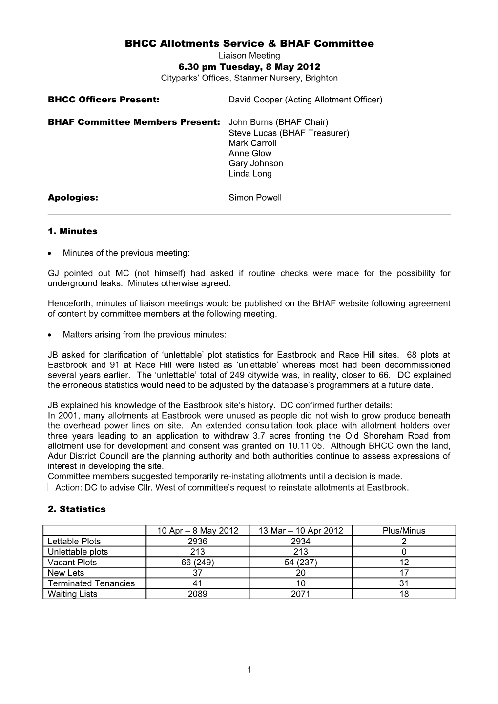 BHCC Allotments Service & BHAF Committee