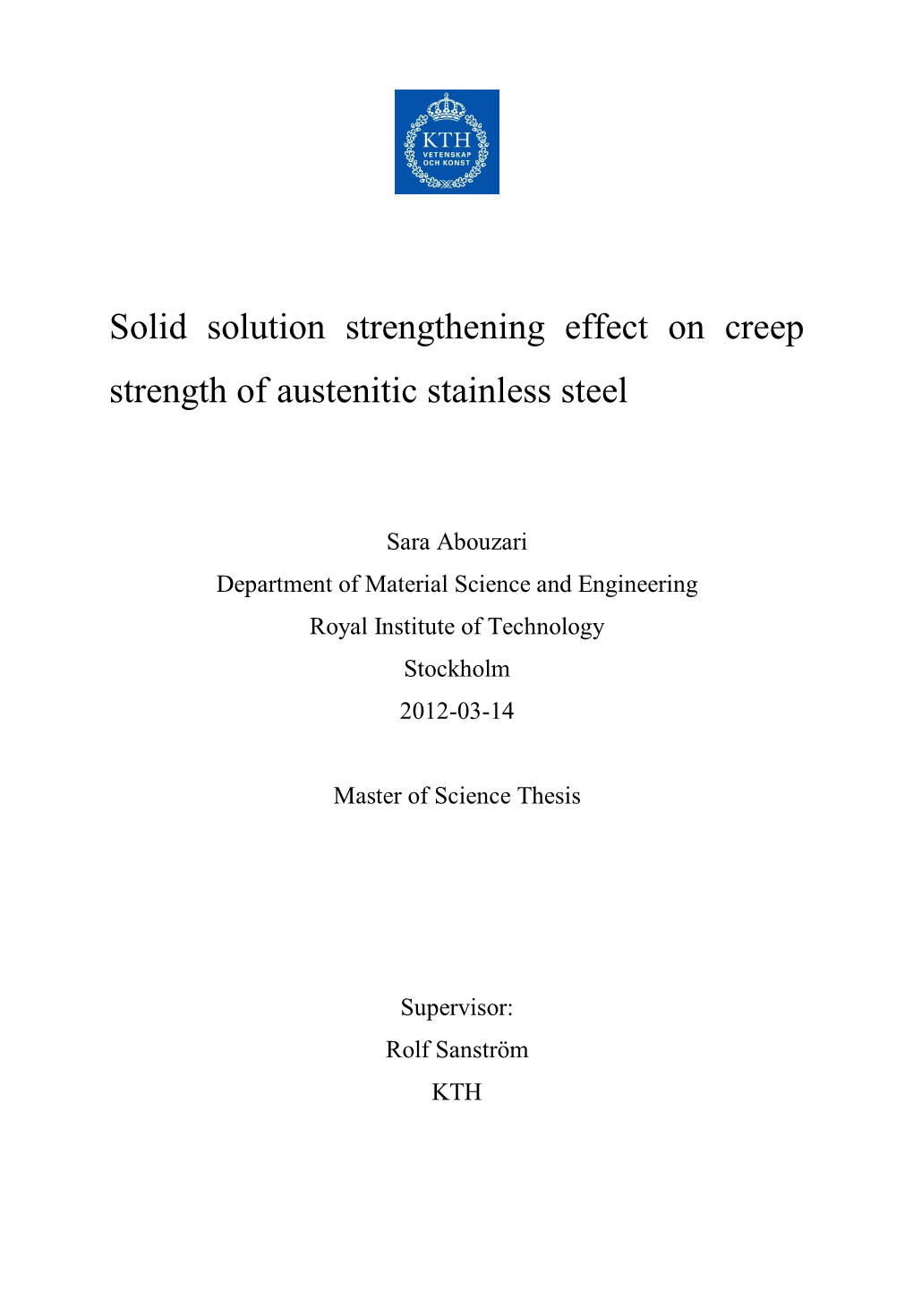 Solid Solution Strengthening Effect on Creep Strength of Austenitic Stainless Steel