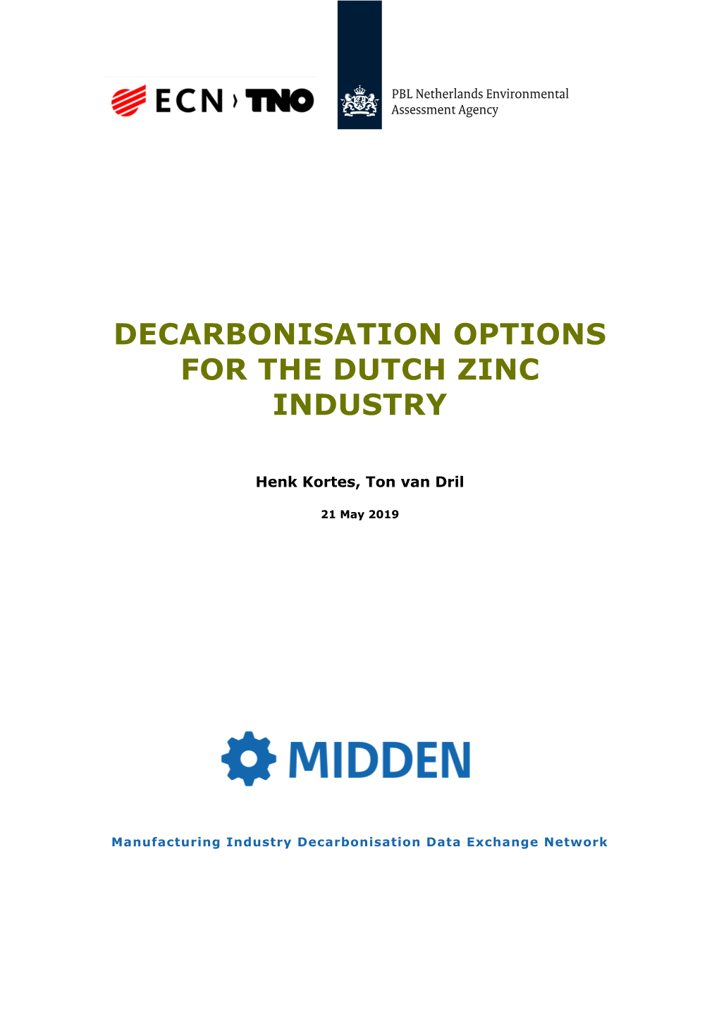 Decarbonisation Options for the Dutch Zinc Industry