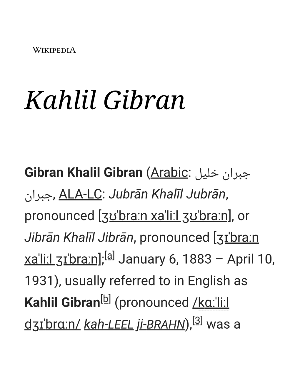 Kahlil Gibran