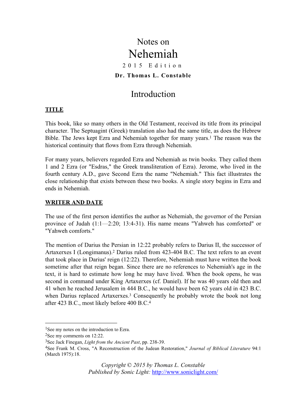 Nehemiah 2015 Edition Dr