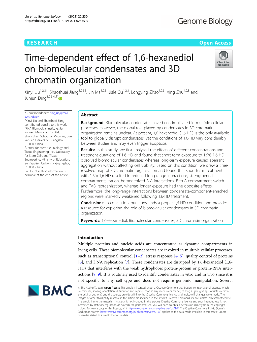 Time-Dependent Effect of 1,6-Hexanediol on Biomolecular