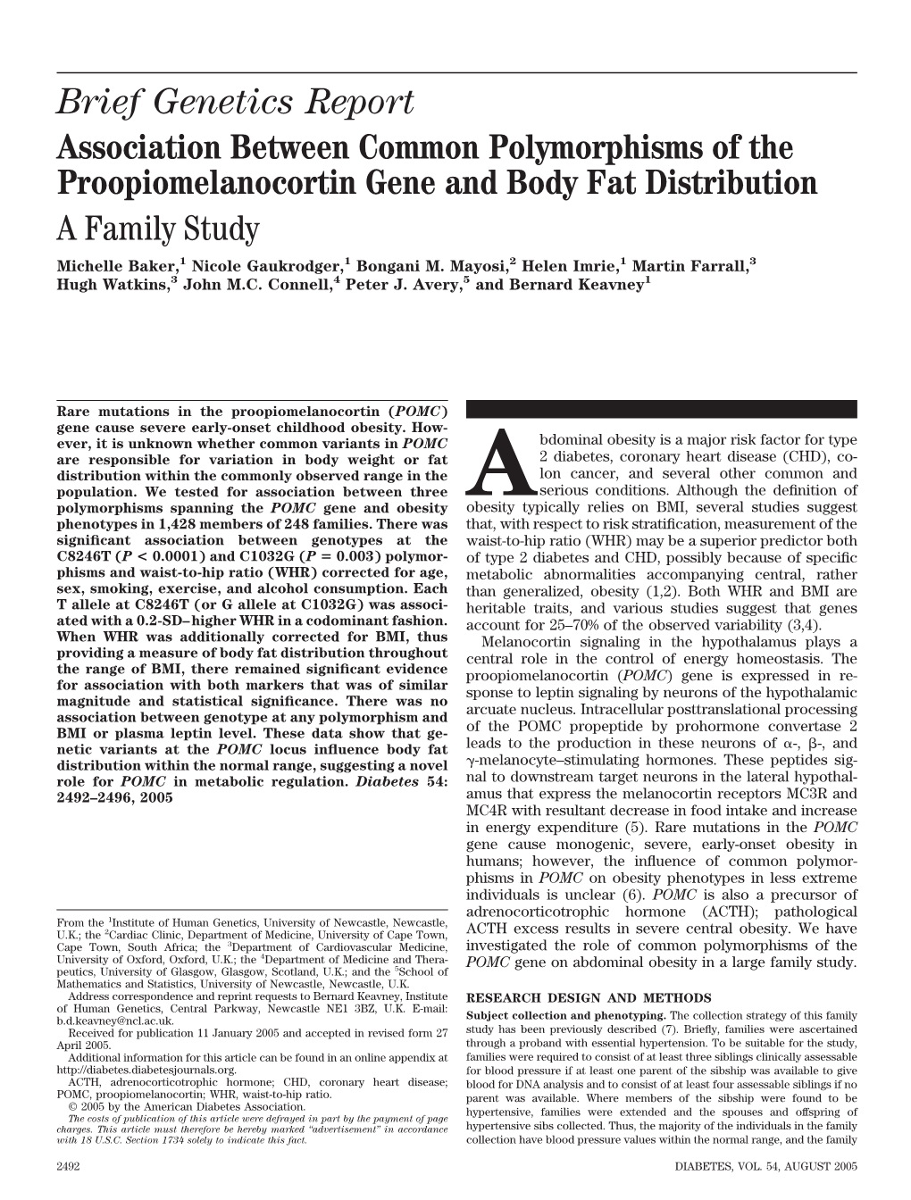 Brief Genetics Report Association