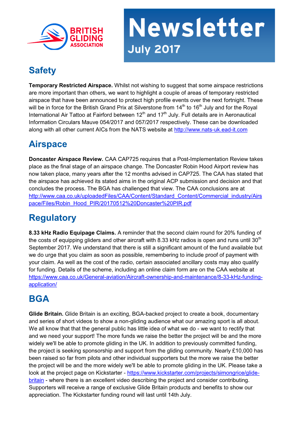 Safety Airspace Regulatory